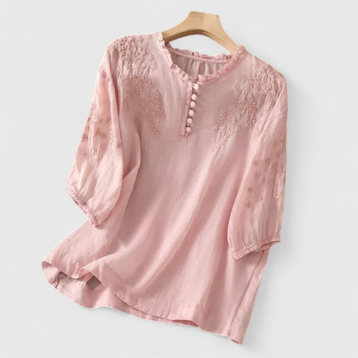 Sternberg™ | Damen Bluse mit Knopfleiste und Stickerei