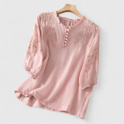 Sternberg™ | Damen Bluse mit Knopfleiste und Stickerei