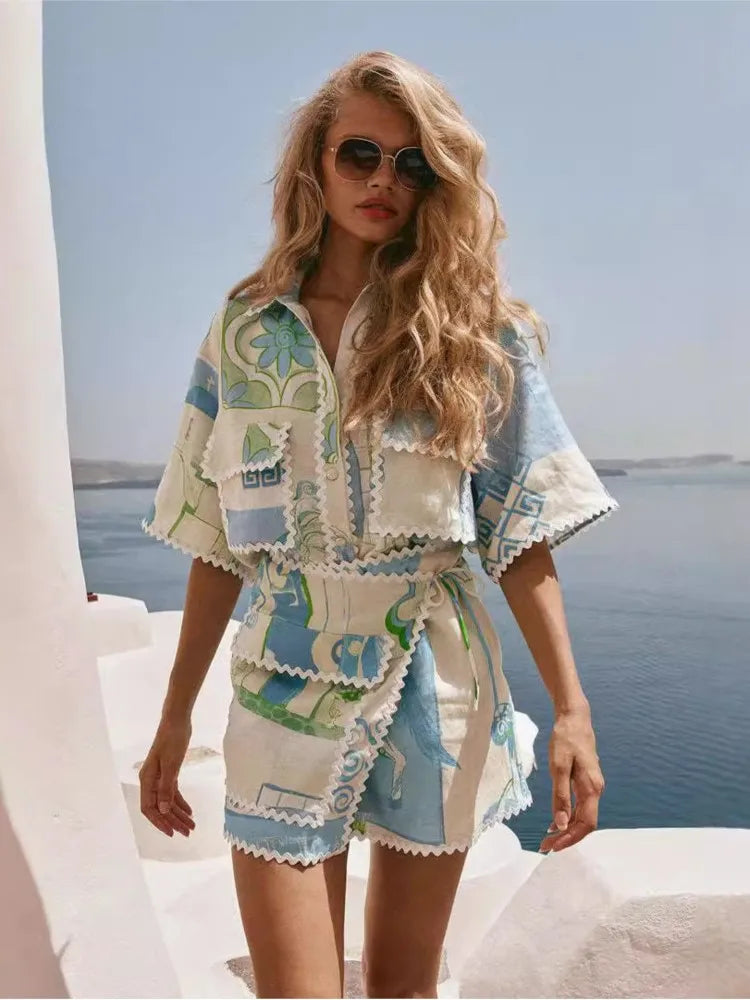 Luviaren™ | Patchwork Mini-Kleid mit Taillengürtel