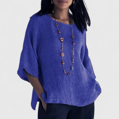 Luviaren™ | Elegante Baumwoll-Leinen Bluse mit Rundhals