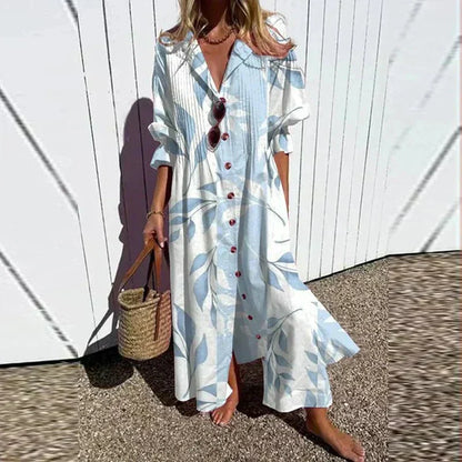 Luviaren™ | Wadenlanges Boho-Kleid mit V-Ausschnitt