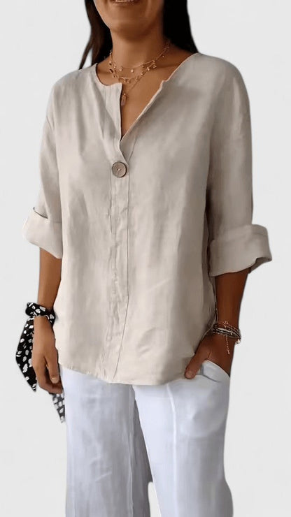 Valerius™ | Damen Bluse mit V-Ausschnitt und Knotendetail