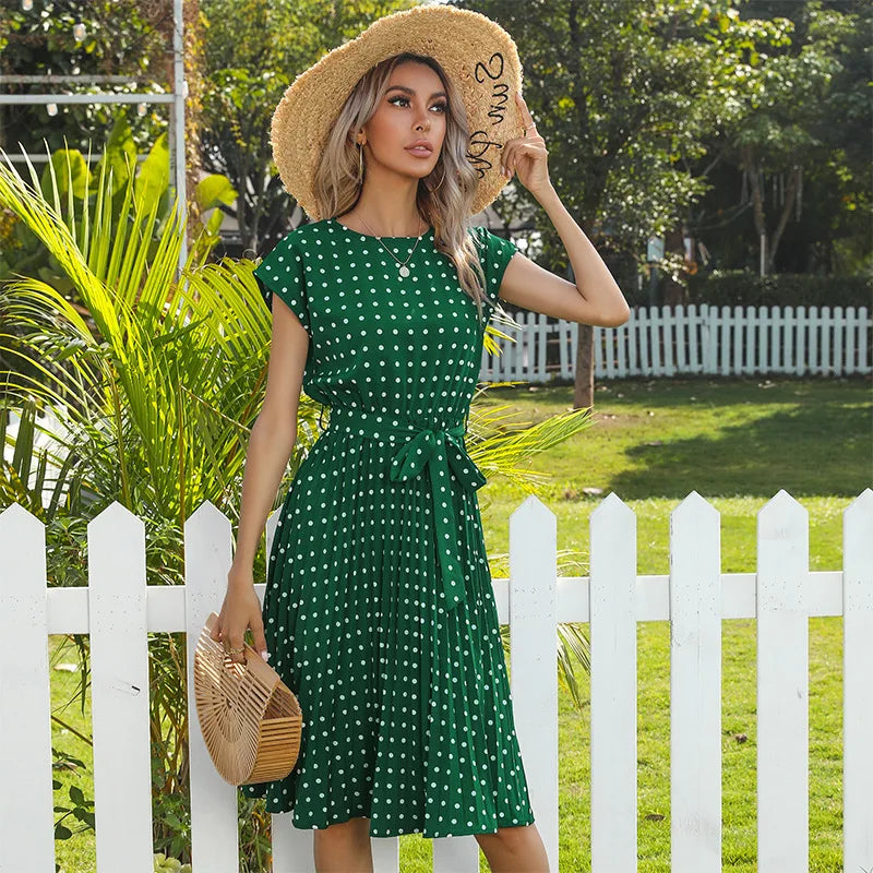 Aurelis™ | Midi Kleid mit Faltenrock und Taillengürtel