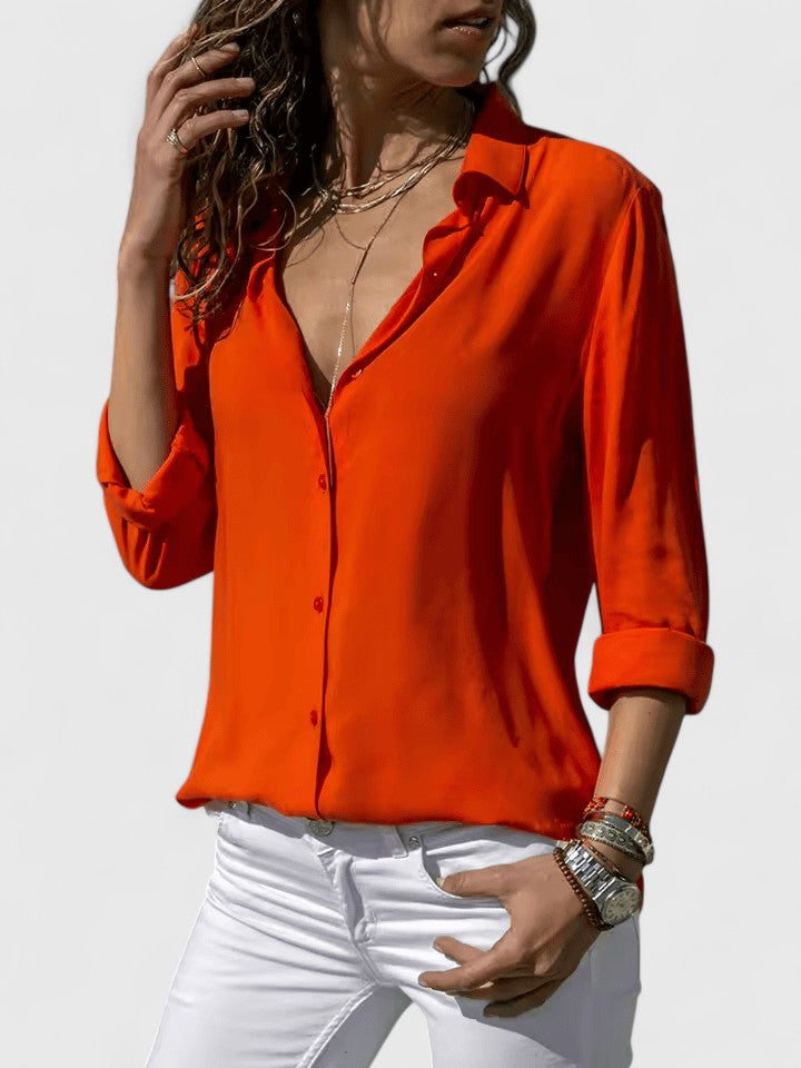 Luviaren™ | Chiffonbluse mit V-Ausschnitt