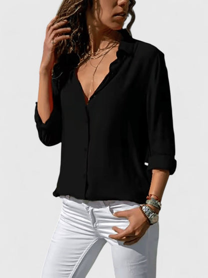 Luviaren™ | Chiffonbluse mit V-Ausschnitt