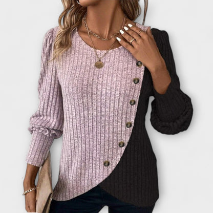 Valerius™ | Strickbluse mit asymmetrischem Knopf