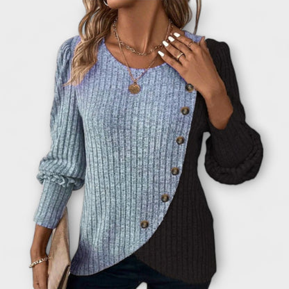 Valerius™ | Strickbluse mit asymmetrischem Knopf