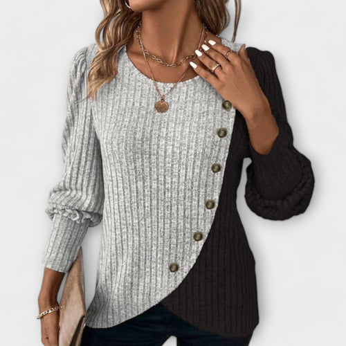 Valerius™ | Strickbluse mit asymmetrischem Knopf