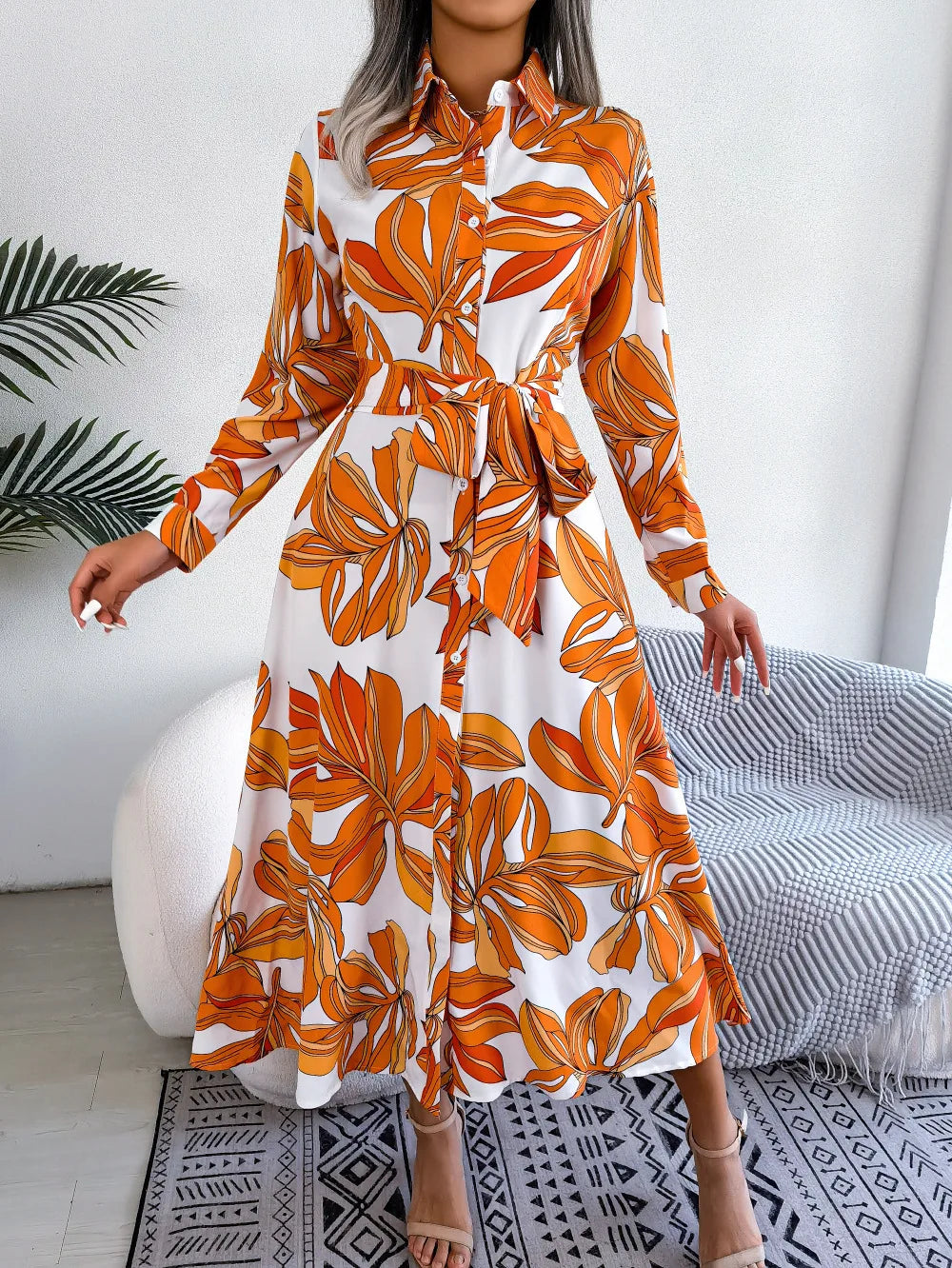 Lindenberg™ | Floral Hemdkleid mit Taillengürtel