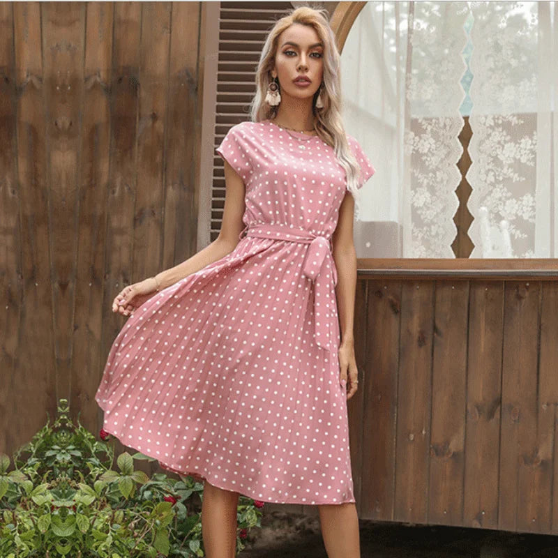Aurelis™ | Midi Kleid mit Faltenrock und Taillengürtel