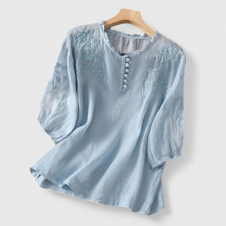 Sternberg™ | Damen Bluse mit Knopfleiste und Stickerei