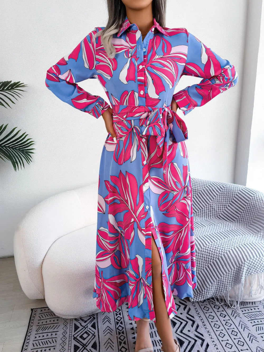 Lindenberg™ | Floral Hemdkleid mit Taillengürtel