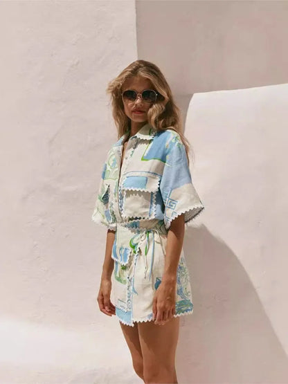 Luviaren™ | Patchwork Mini-Kleid mit Taillengürtel