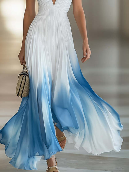 Emma | Elegantes Maxikleid mit V-Ausschnitt und Farbverlauf