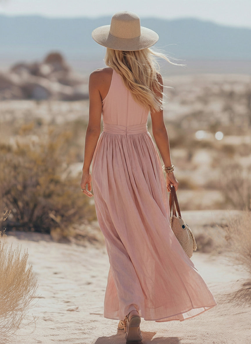Jana | Elegantes ärmelloses Neckholder-Maxikleid für den Sommer