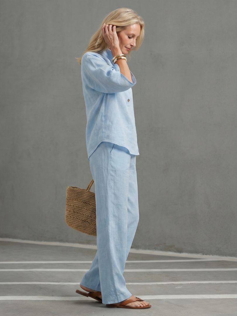 Emma | Elegantes Tunika-Set mit Knopfleiste und gerader Hose