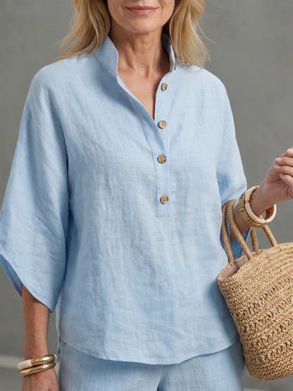 Emma | Elegantes Tunika-Set mit Knopfleiste und gerader Hose