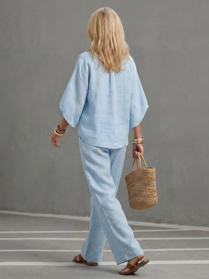 Emma | Elegantes Tunika-Set mit Knopfleiste und gerader Hose