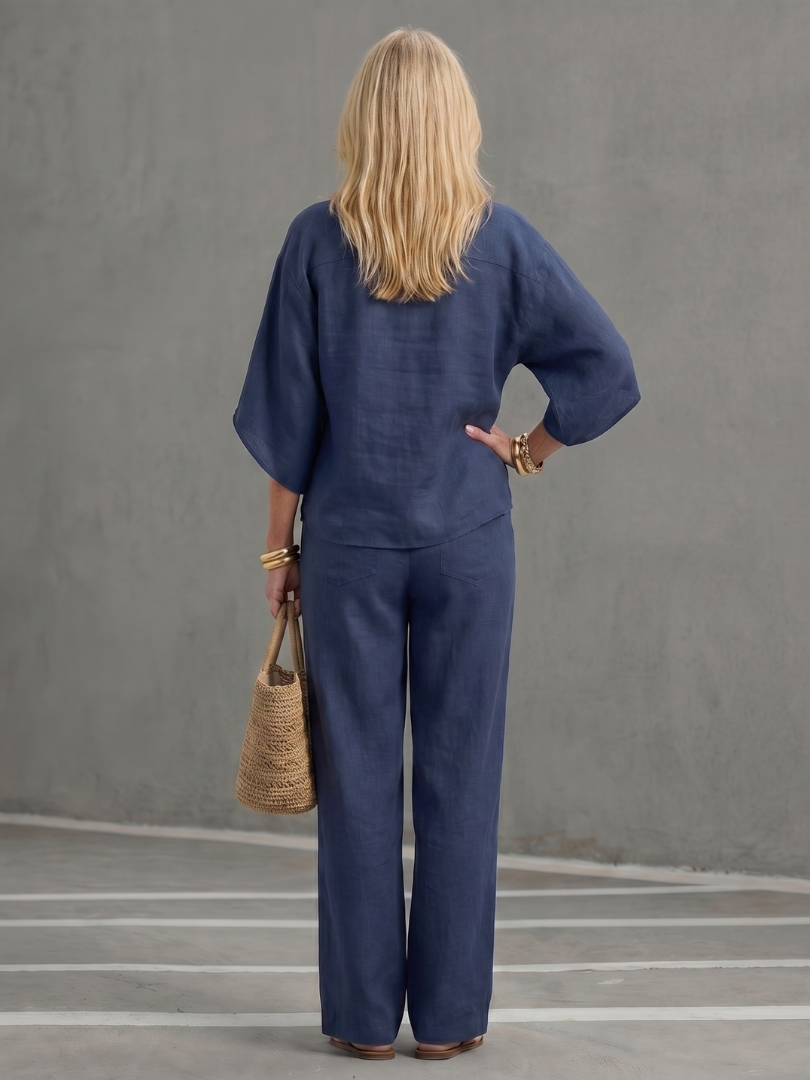 Emma | Elegantes Tunika-Set mit Knopfleiste und gerader Hose