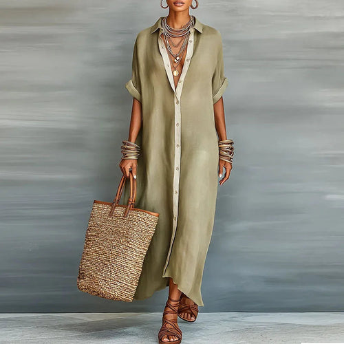 Claudia | Trendiges Maxikleid im Button-Down-Stil