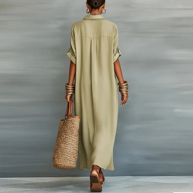 Claudia | Trendiges Maxikleid im Button-Down-Stil