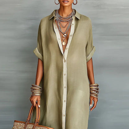 Claudia | Trendiges Maxikleid im Button-Down-Stil