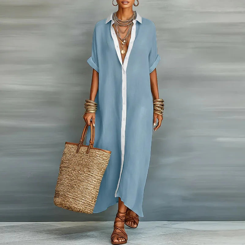 Claudia | Trendiges Maxikleid im Button-Down-Stil