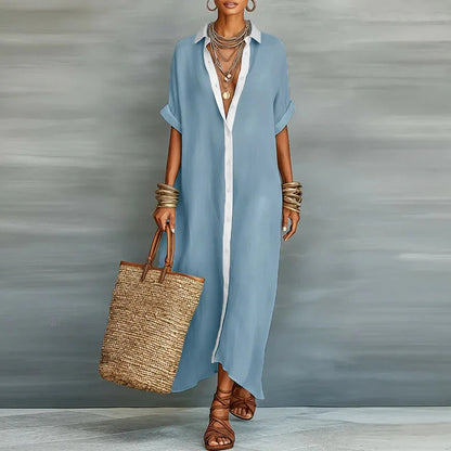 Claudia | Trendiges Maxikleid im Button-Down-Stil