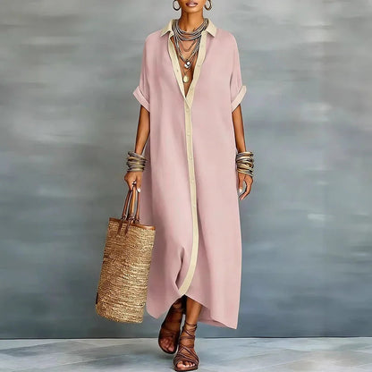 Claudia | Trendiges Maxikleid im Button-Down-Stil