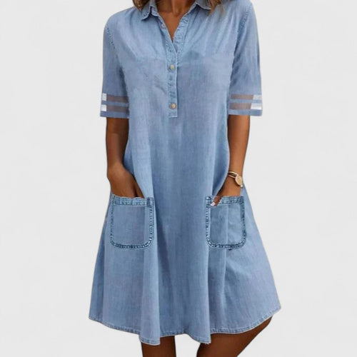 Aurelis™ | Figurbetontes Denim-Kleid mit Knopfleiste