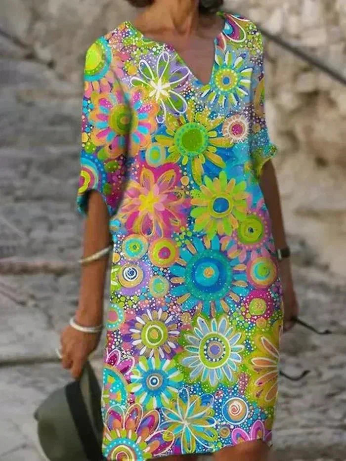 Lindenhain™ | Midi Blumenkleid mit lockerer Passform