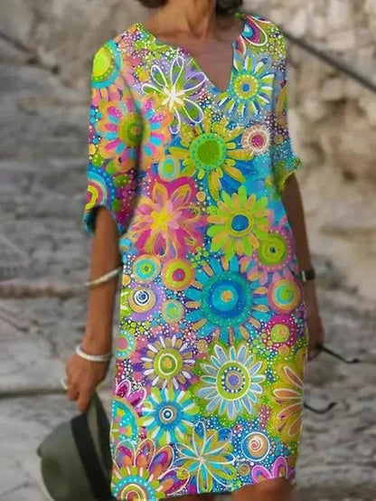 Lindenhain™ | Midi Blumenkleid mit lockerer Passform