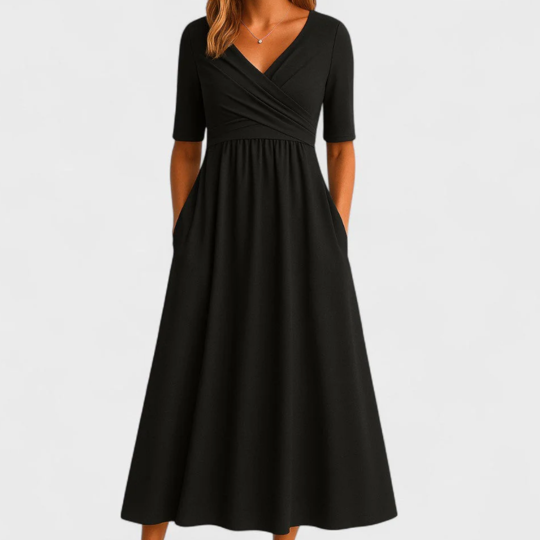 Luviaren™ | Midi-Kleid mit Wickel-Optik und Taschen