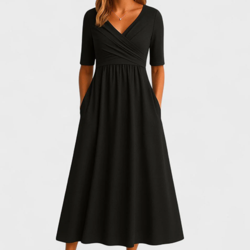Aurelis™ | Midi-Kleid mit Wickeloberteil und Seitentaschen