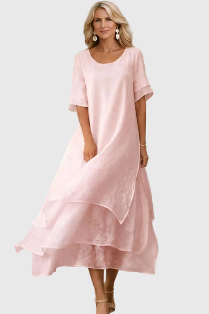 Aurelis™ | Rosalia Damenkleid mit fließendem Schnitt und offenem Ausschnitt