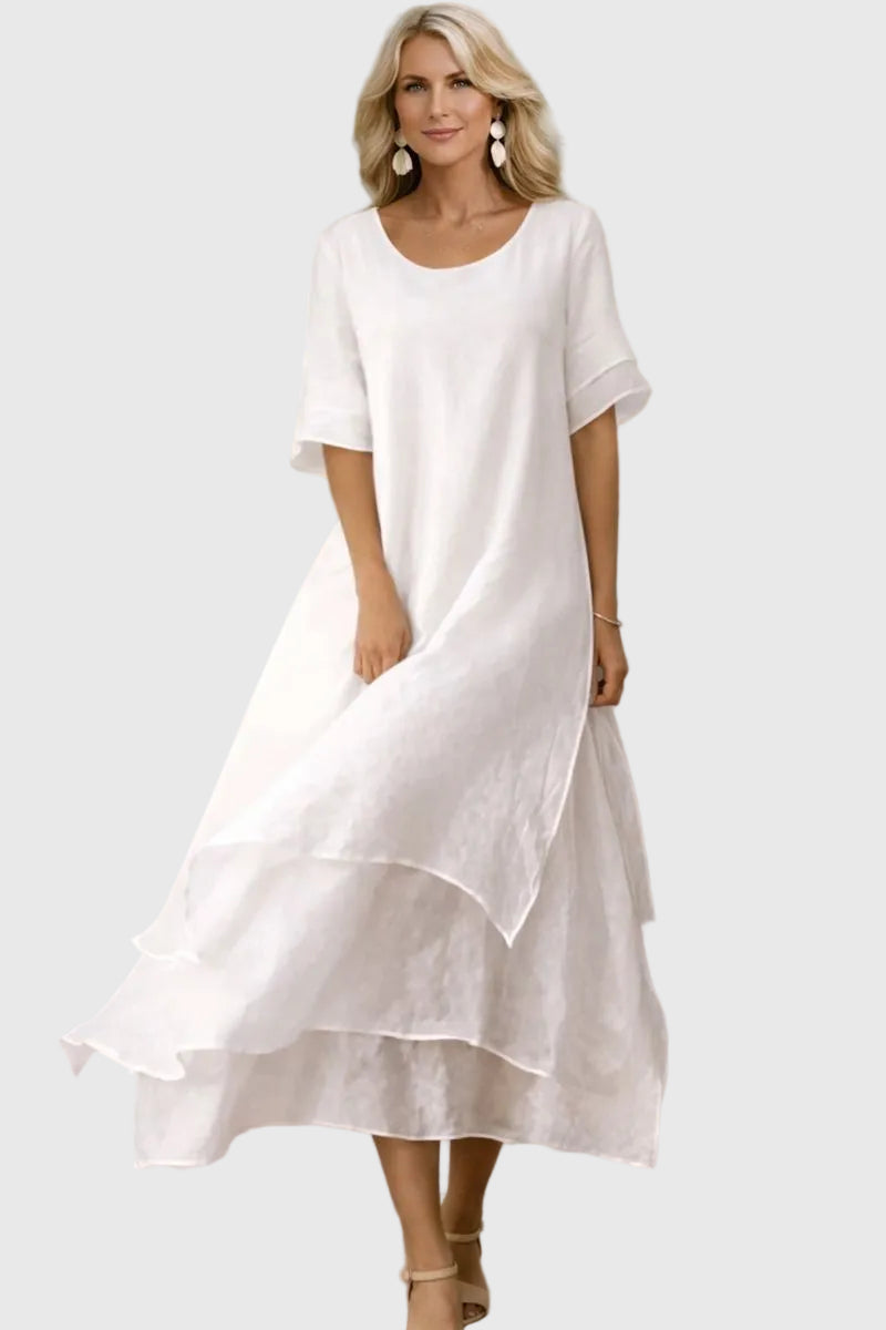 Aurelis™ | Rosalia Damenkleid mit fließendem Schnitt und offenem Ausschnitt