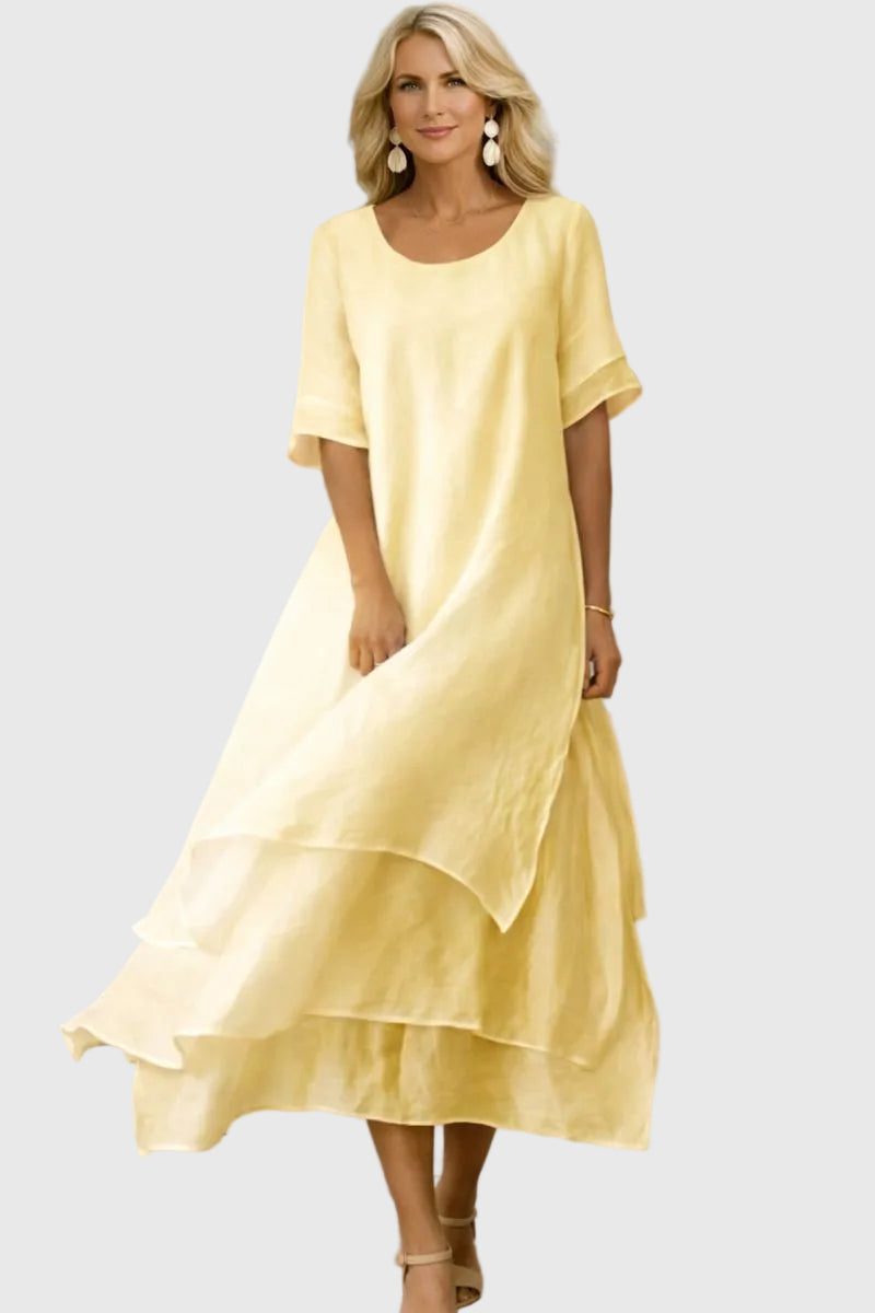 Aurelis™ | Rosalia Damenkleid mit fließendem Schnitt und offenem Ausschnitt