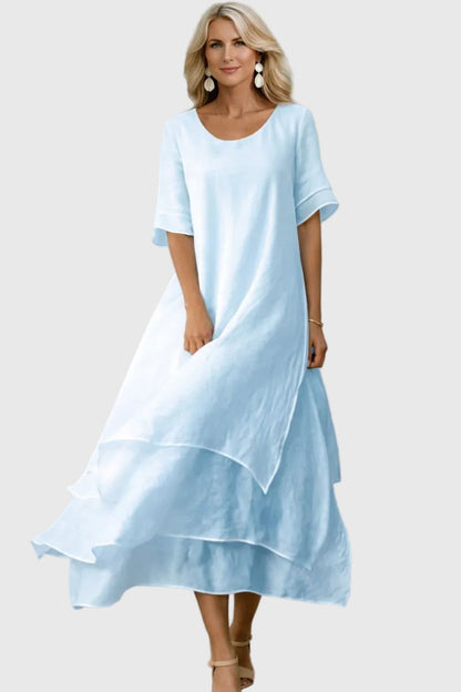 Aurelis™ | Rosalia Damenkleid mit fließendem Schnitt und offenem Ausschnitt