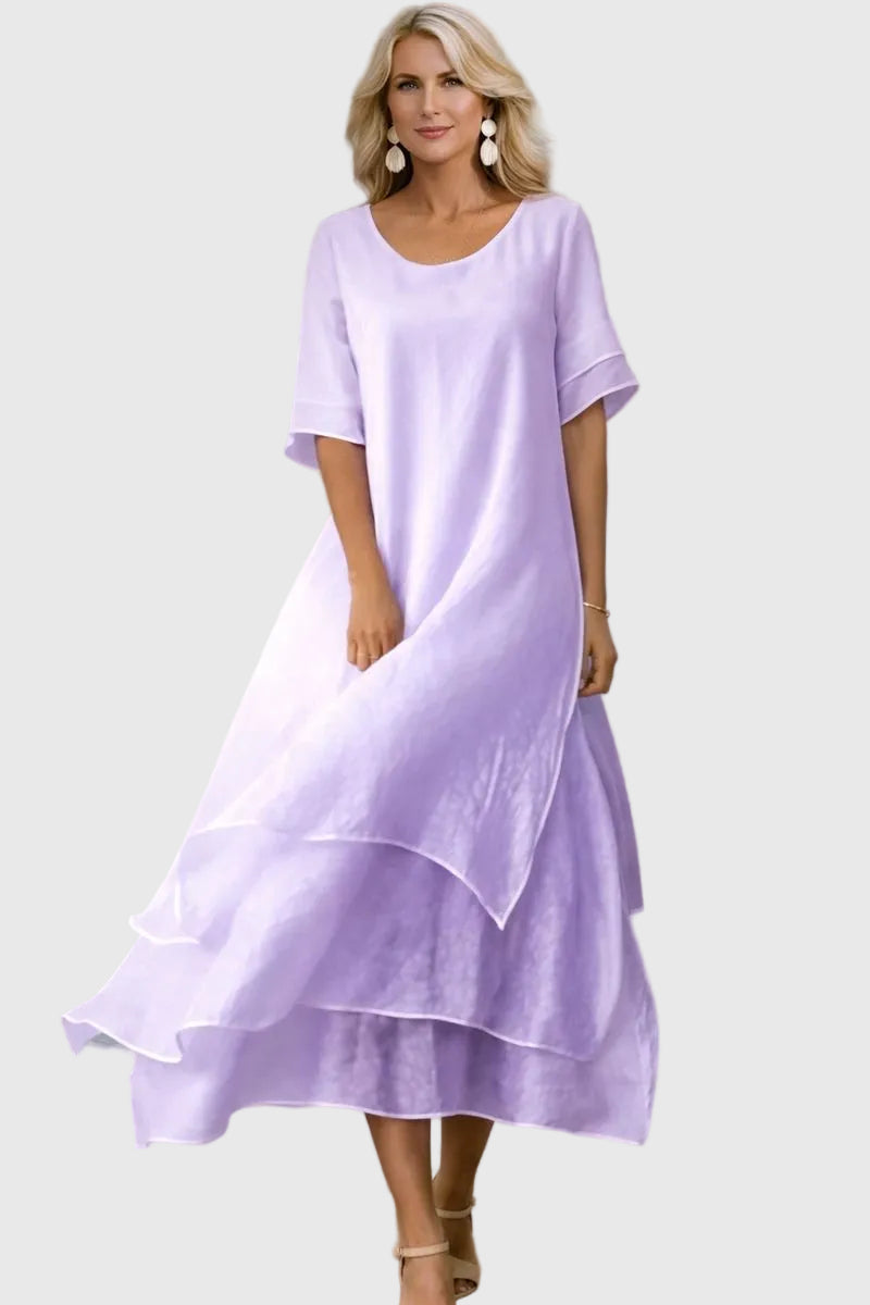 Aurelis™ | Rosalia Damenkleid mit fließendem Schnitt und offenem Ausschnitt