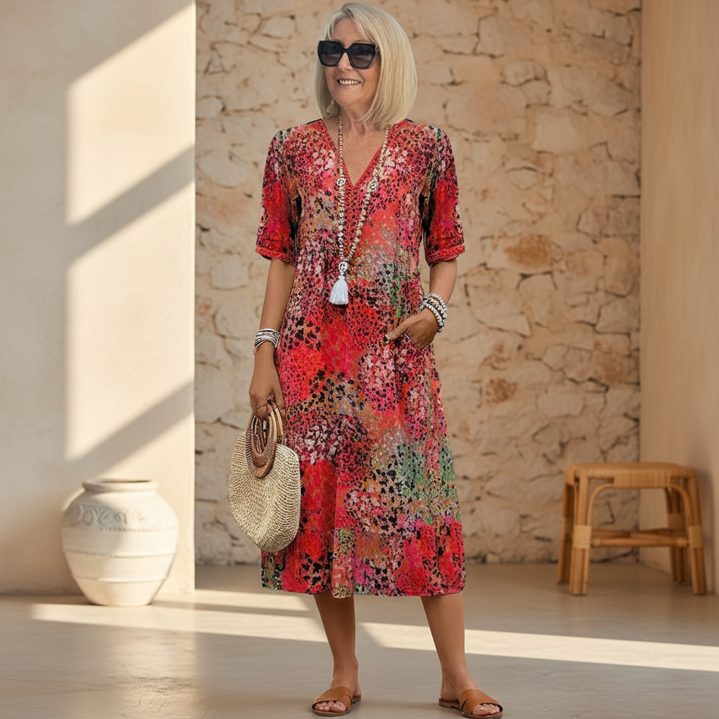 Laura | Auffälliges Midikleid mit Entspanntem Schnitt