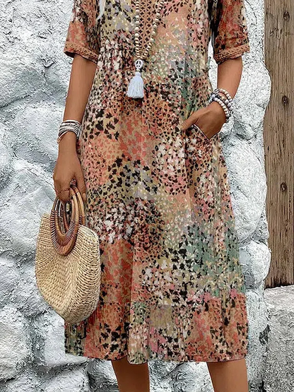 Laura | Auffälliges Midikleid mit Entspanntem Schnitt