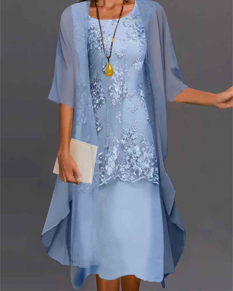 Katharina | Elegantes zweiteiliges Chiffonkleid mit Patchwork-Details