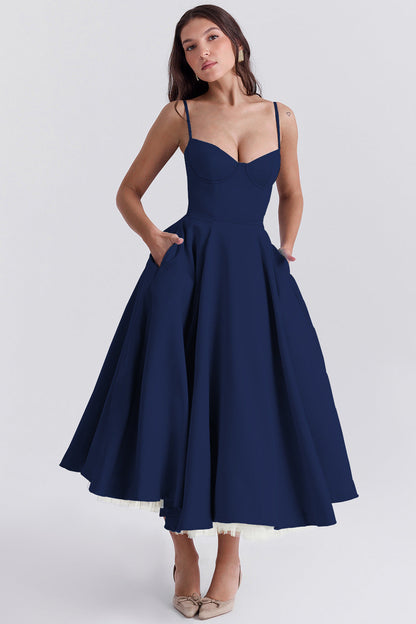 Jana | Romantisches Bustier Midi Kleid High-Low Tüllrock
