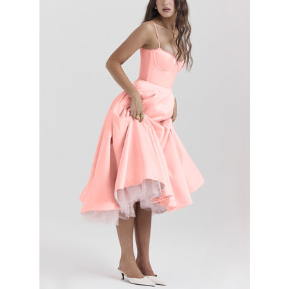 Jana | Romantisches Bustier Midi Kleid High-Low Tüllrock