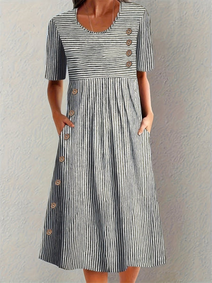 Nordwelle™ | Gestreiftes Midi-Sommerkleid