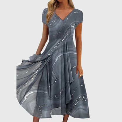 Aurelis™ | Midi-Kleid mit V-Ausschnitt und Wirbelmuster
