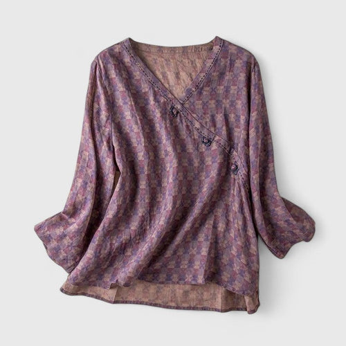 Aurelis™ | Damen Bluse mit Stickerei und Muschelknöpfen