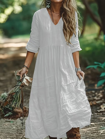 Aureliah™ | Langarmkleid mit V-Ausschnitt und Boho Passform
