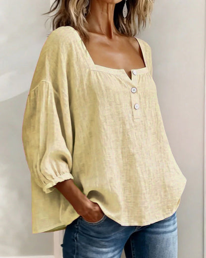 Aurelis™ | Damen Bluse mit quadratischem Ausschnitt und Puffärmeln