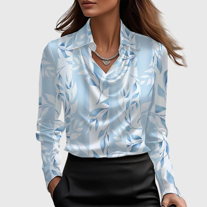 Valerien™ | Damen Bluse mit gefaltetem Ausschnitt und fließender Passform